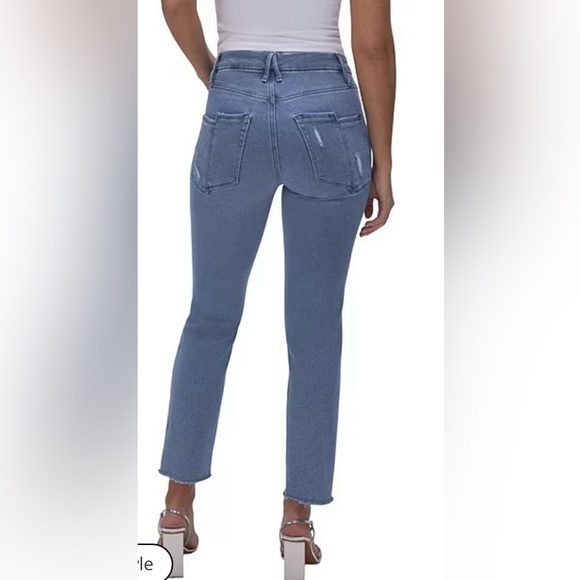 GOOD AMERICAN Good Legs Distressed Straight Jeans Women's Size 8 Blue GSBP941CET - Picture 9 of 9